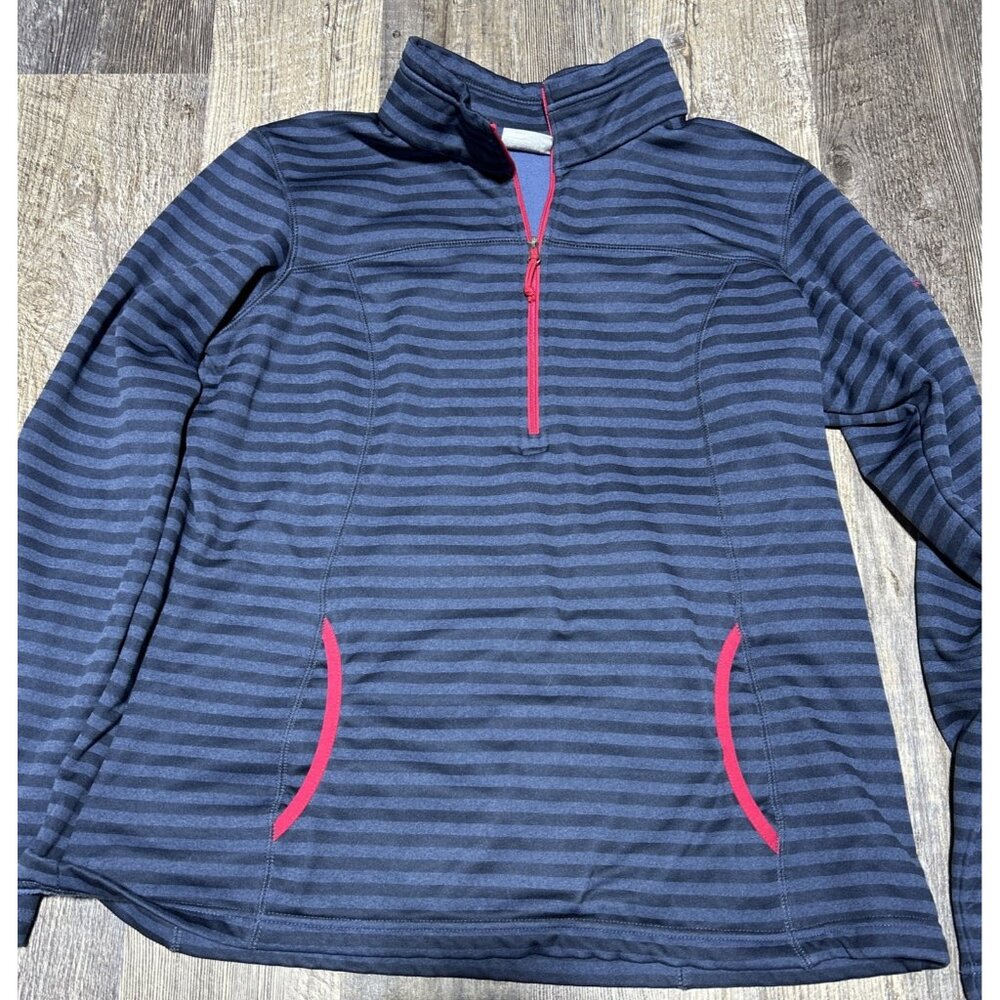 Columbia Sweater Women XL Blue Striped Quarter Zip Pullover Outdoor Gorpcore